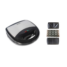 Brock SSM 2004 SS 3 viename sumuštinių / vaflių keptuvė ir riešutų keptuvė 750W, juoda / plieninė