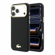 Case Lacoste PU Leather Champs Elysees Gold Logo MagSafe Apple iPhone 18 Pro black