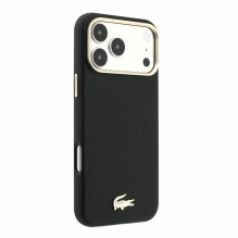 Case Lacoste PU Leather Champs Elysees Gold Logo MagSafe Apple iPhone 18 Pro black