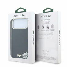 Dėklas Lacoste PU Leather Champs Elysees Gold Logo MagSafe Apple iPhone 18 Pro juodas