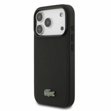 Dėklas Lacoste PVC Iconic Petit Pique Metal Logo MagSafe Apple iPhone 18 Pro juodas