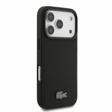Dėklas Lacoste PVC Iconic Petit Pique Metal Logo MagSafe Apple iPhone 18 Pro juodas
