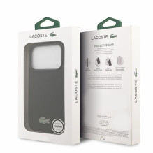 Dėklas Lacoste PVC Iconic Petit Pique Metal Logo MagSafe Apple iPhone 18 Pro juodas