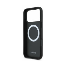 Dėklas Lacoste PVC Petit Pique Semi Wrap Embossed MagSafe Apple iPhone 18 Pro juodas