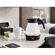 Brock WK 0904 BK sulankstomas kelioninis virdulys 0,5L 500W, juoda / balta