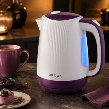 Brock WK 08 PR Electricl Kettle 1,7L 2000W, White / Purple Brock WK 08 PR Electricl Kettle 1,7L 2000W, White / Purple