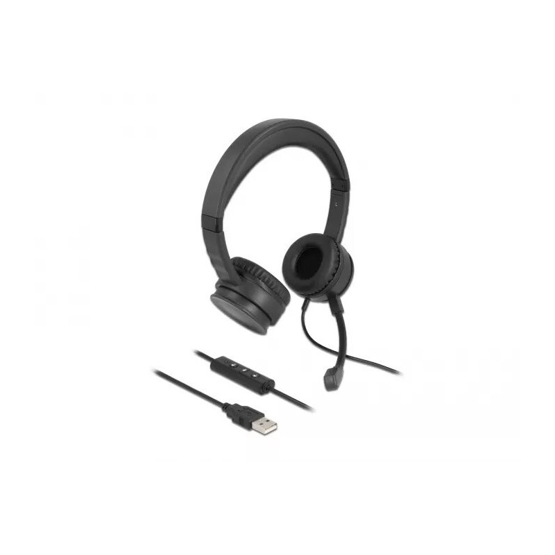 DeLOCK USB Stereo austiņas ar vadu un tālvadības pulti