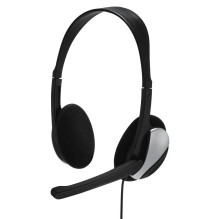 Hama Essential HS 200 austiņas ar vadu, galvas saite, zvaniem / mūzikai, melna, sudraba