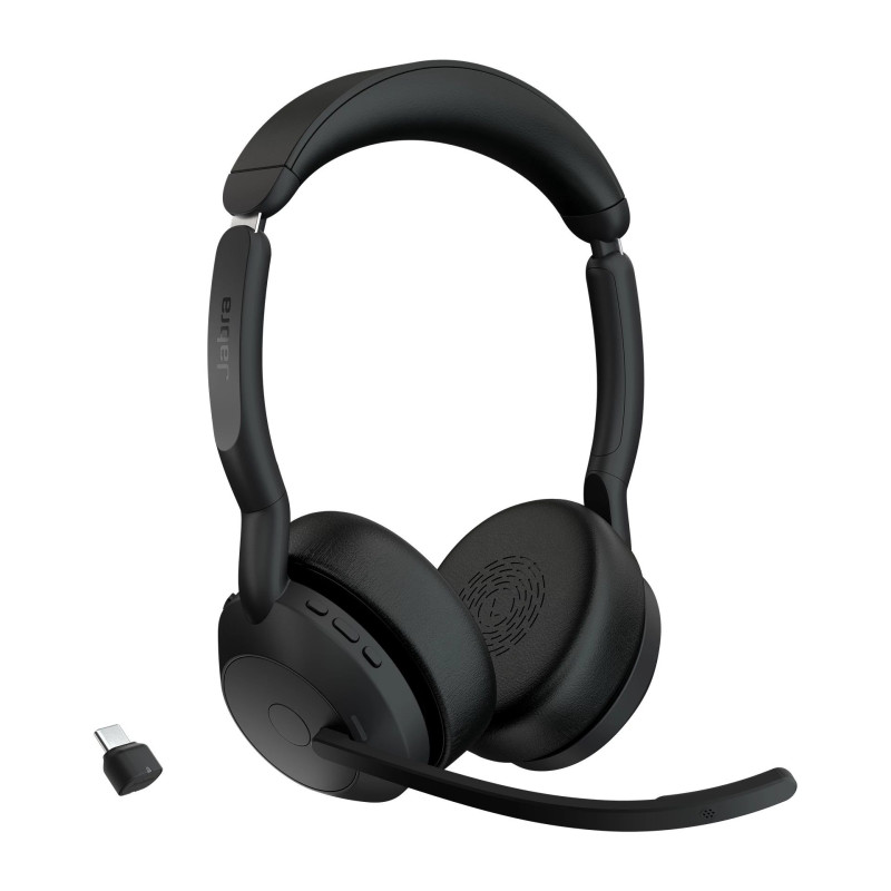 Jabra Evolve2 55 - Link380c UC Stereo, bezvadu, birojs / zvanu centrs, 20 - 20000 Hz, 130 g, austiņas, melna