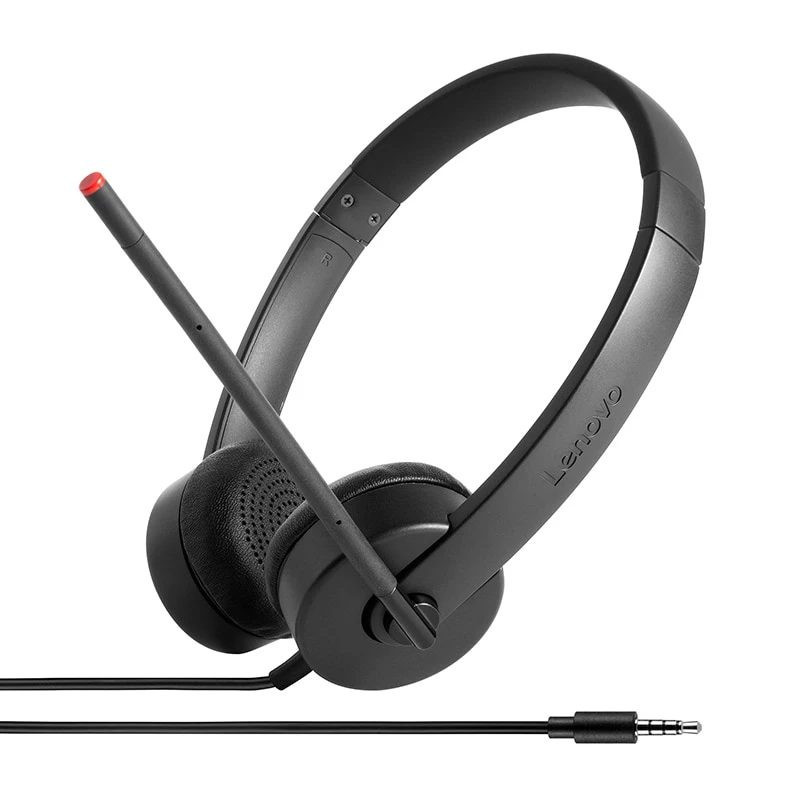 Lenovo Stereo Analogā Austiņa ar Mikrofonu Vadu Lentes Dizains Birojam / Zvanu centram Melna