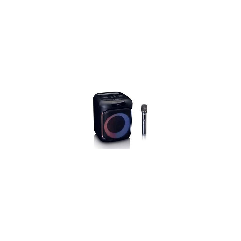 Pārnēsājams Bluetooth skaļrunis Lenco PA-101BK ar apgaismojumu un mikrofonu