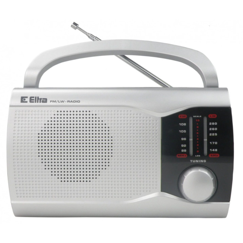 Pārnēsājams radio Eltra EWA Sudrabs — AM / FM uztvērējs, darbojas ar baterijām