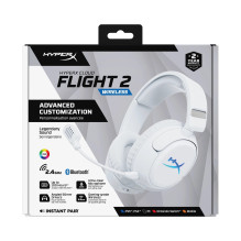 Bezvadu spēļu austiņas KINGSTON HyperX Cloud Flight 2 ar USB-C un Bluetooth, balta