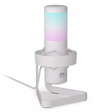 PC mikrofons ENDORFY AXIS Streaming White — USB, kardioīds, 30-18 kHz, 192 kHz / 24-bit, galda statīvs, izslēgšana, aust
