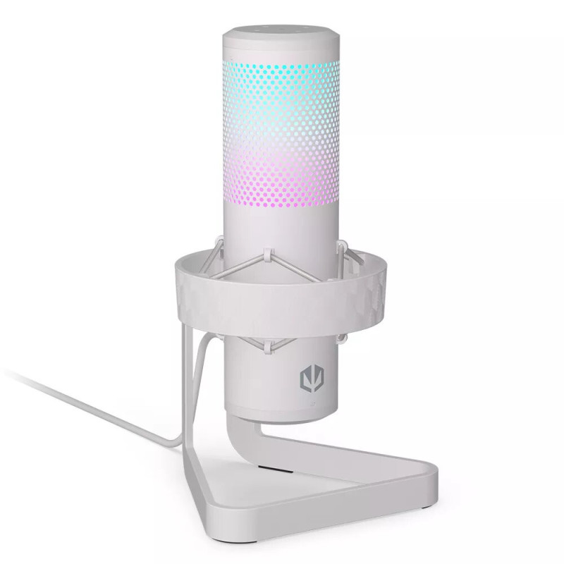 PC mikrofons ENDORFY AXIS Streaming White — USB, kardioīds, 30-18 kHz, 192 kHz / 24-bit, galda statīvs, izslēgšana, aust