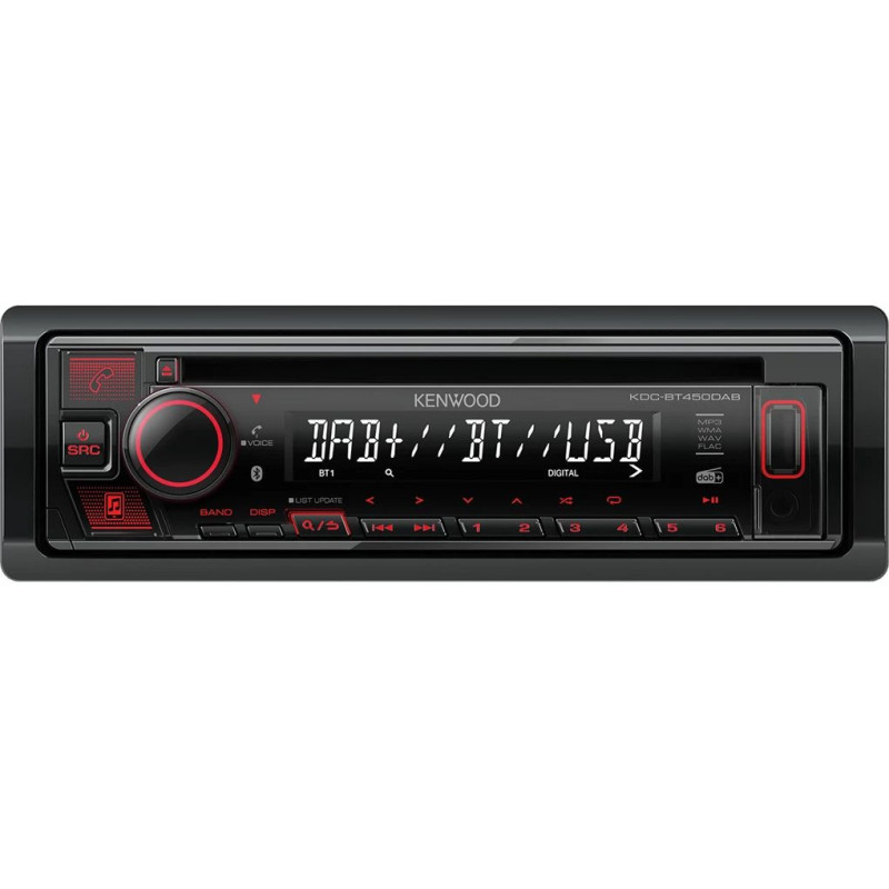 Kenwood KDC-BT450DAB automašīnas multivides uztvērējs Melns 50 W Bluetooth
