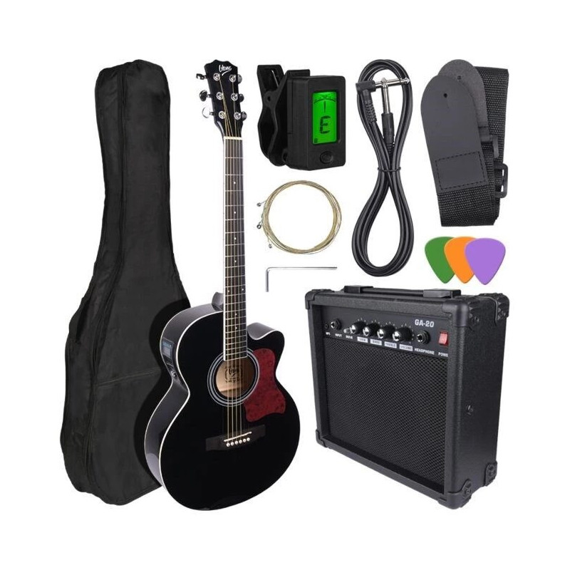 V-TONE EAG SET BK Elektroakustiskā ģitāra + Pastiprinātāja komplekts, Melns