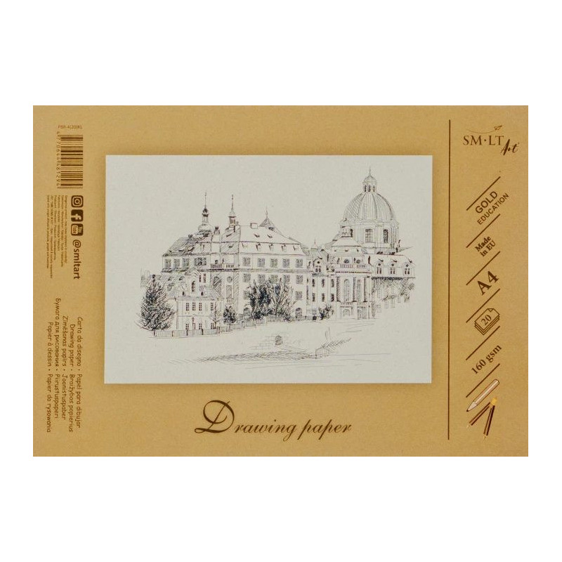 Drawing and sketching paper SMLT A4, 160 g/m², 20 sheets, glued