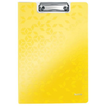 Leitz WOW klipšu planšete ar vāku, A4, poliuretāna putas, dzeltena, 75 lapām, 1 kabata, 230 mm