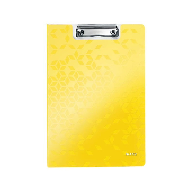 Leitz WOW klipšu planšete ar vāku, A4, poliuretāna putas, dzeltena, 75 lapām, 1 kabata, 230 mm