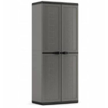 KETER Garden Wardrobe Jolly IT - Grey / Black, 200L, Lockable Outdoor Storage Cabinet