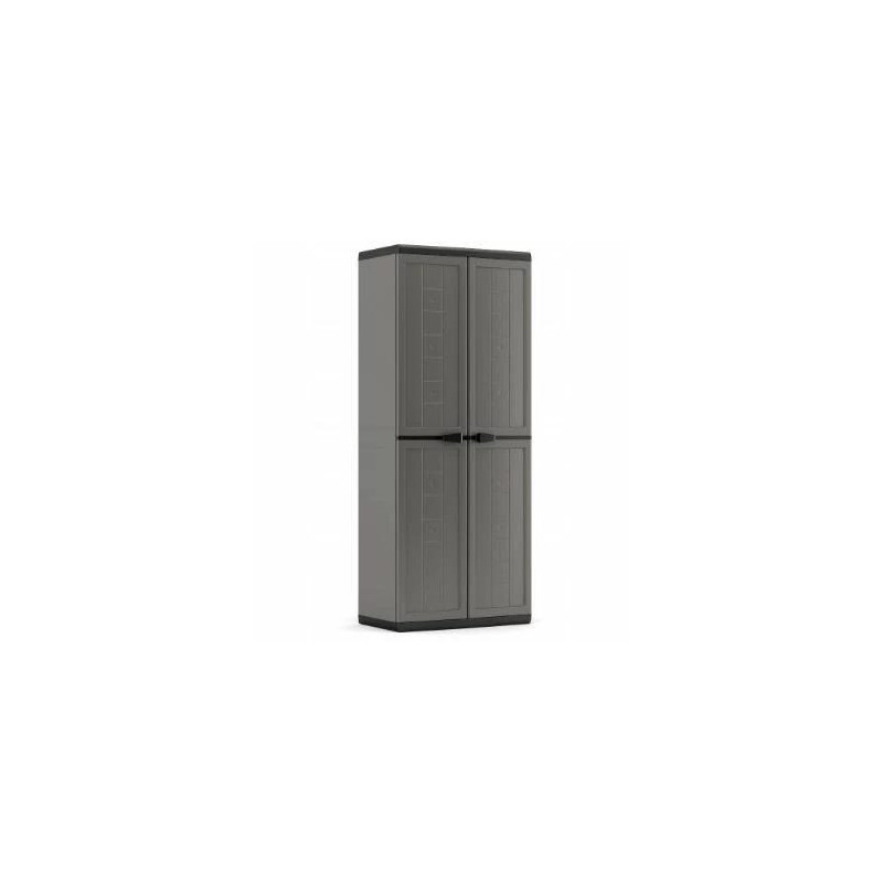 KETER Garden Wardrobe Jolly IT - Grey / Black, 200L, Lockable Outdoor Storage Cabinet