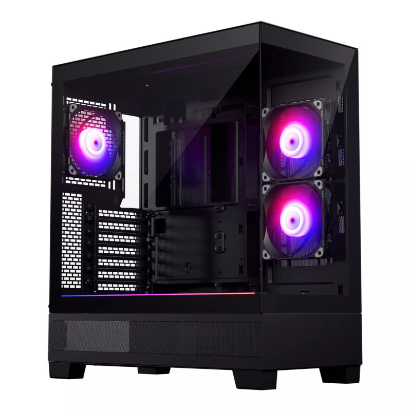 PC korpuss Phanteks XT View Tower Black — Midi-Tower, rūdīts stikls, RGB, atbalsta ATX / EATX / Micro-ATX / Mini-ITX, GP