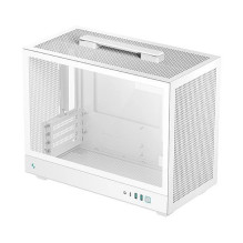 Datora korpuss DeepCool CH160 PLUS WH Small Form Factor balts, microATX, rūdīts stikls, USB-C