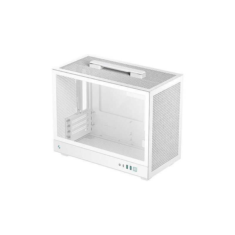 Datora korpuss DeepCool CH160 PLUS WH Small Form Factor balts, microATX, rūdīts stikls, USB-C