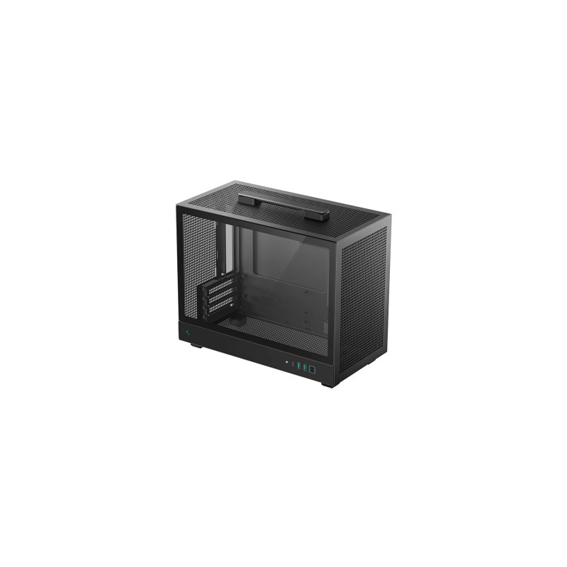 Datora korpuss DeepCool CH160 PLUS Small Form Factor SFF ATX / mATX, rūdīts stikls, USB-C, melns
