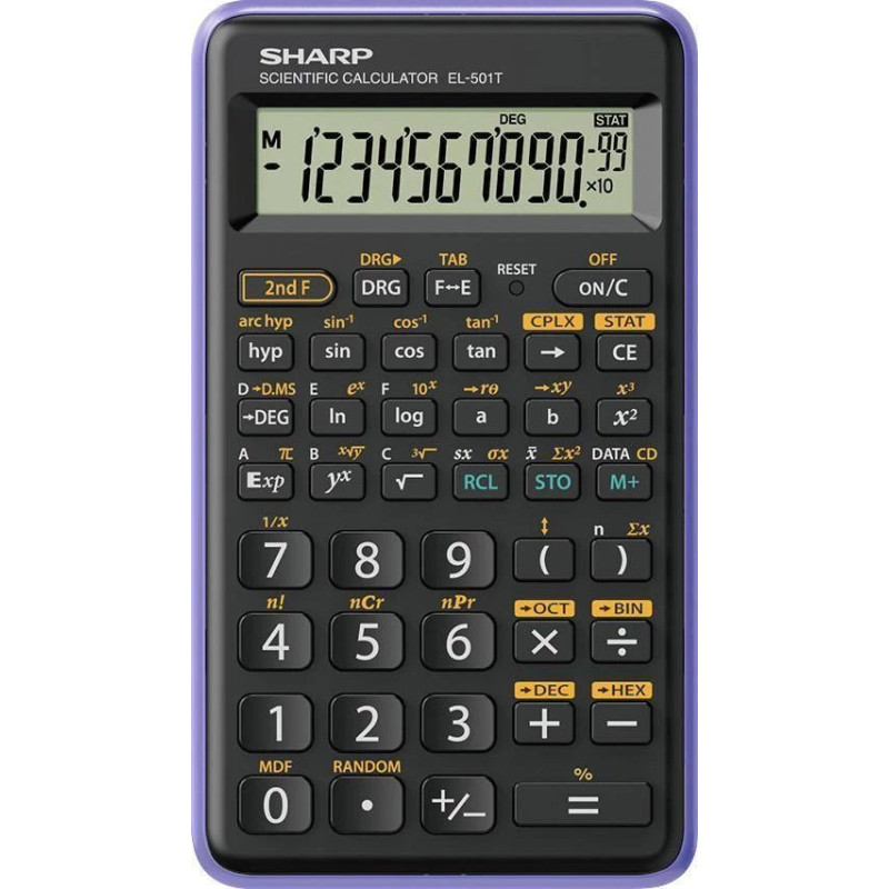 Sharp EL-501T zinātniskais kalkulators, 10 ciparu LCD, 131 funkcija, kabatas, melns SH-EL501TBVL