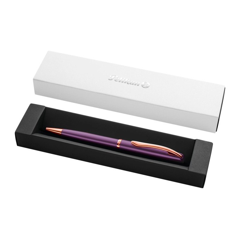 Pelikan Jazz Noble Elegance lodīšu pildspalva, violeta, hroma apdare, pagriežams mehānisms, zils vidējs uzpilds, dāvanu 