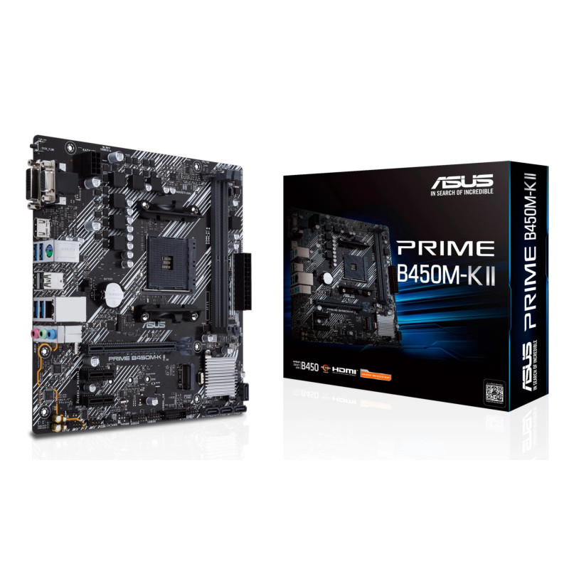 ASUS Prime B450M-K II AMD B450 Lizdas AM4 Micro ATX