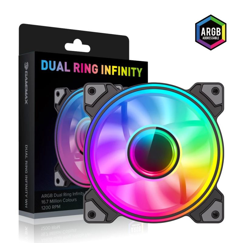 Gamemax DUAL RING INFINITY Melns - korpusa ventilators