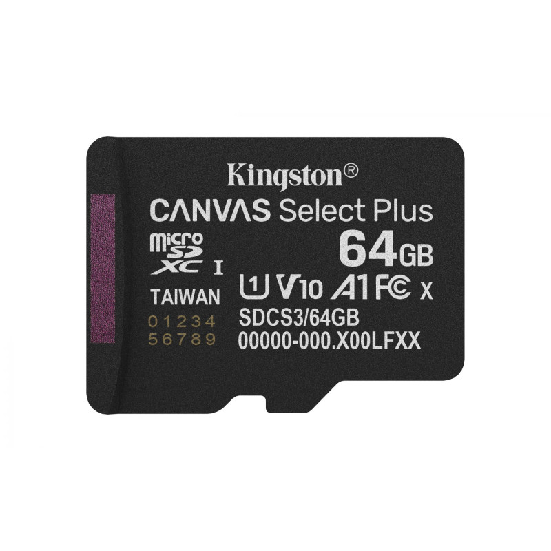 Kingston Technology 64GB microSDXC Canvas Select Plus Gen3 100R A1 bez adaptera