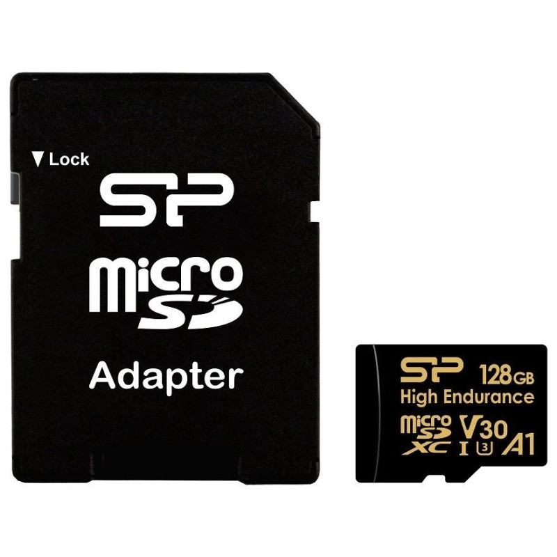 Silicon Power microSDXC didelės talpos 128GB V30 + adapteris