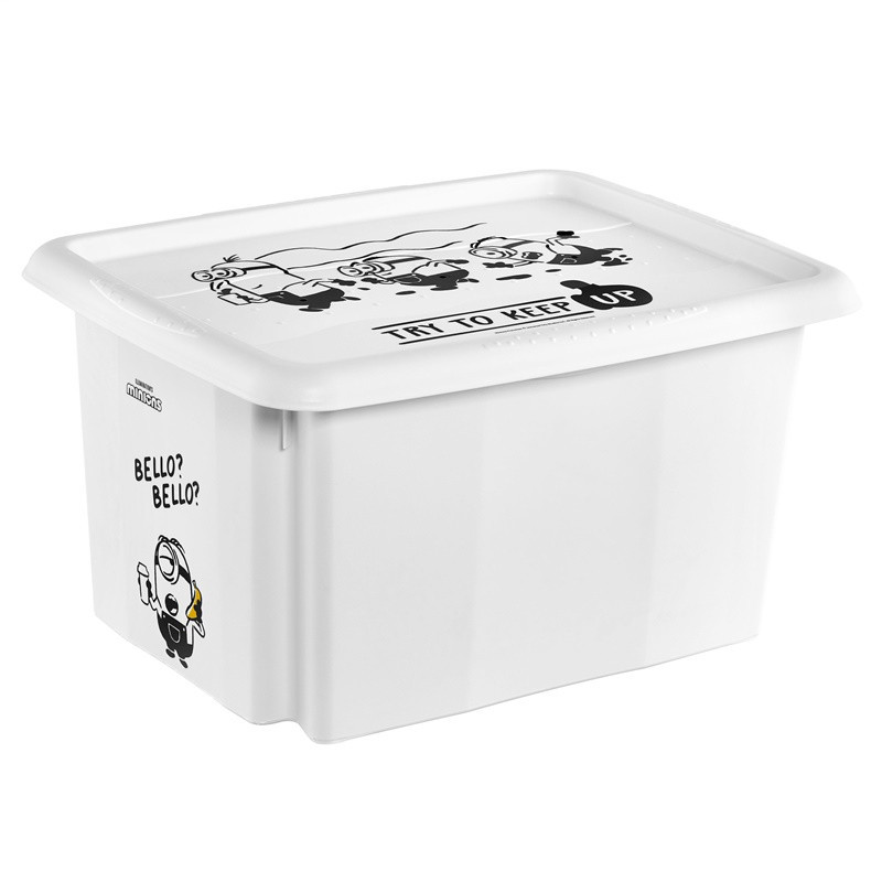 Storage box with lid, white, 38 x 29.5 x 29.5 cm