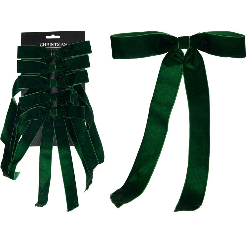 Christmas Tree toy Bow, green, poliester, 5 pcs