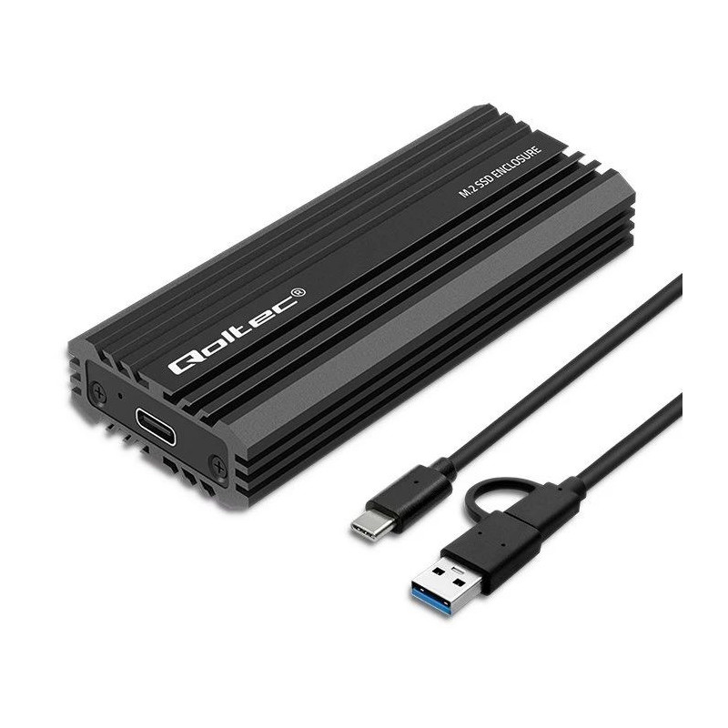 Ārējais SSD korpuss QOLTEC NV2270 M.2 SATA / NVMe diskiem, USB-C, līdz 2 TB