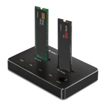 Qoltec 52274 M.2 SSD disku dokstacija , NVMe , SATA , USB-C , DUBULTĀ 2 x 2TB