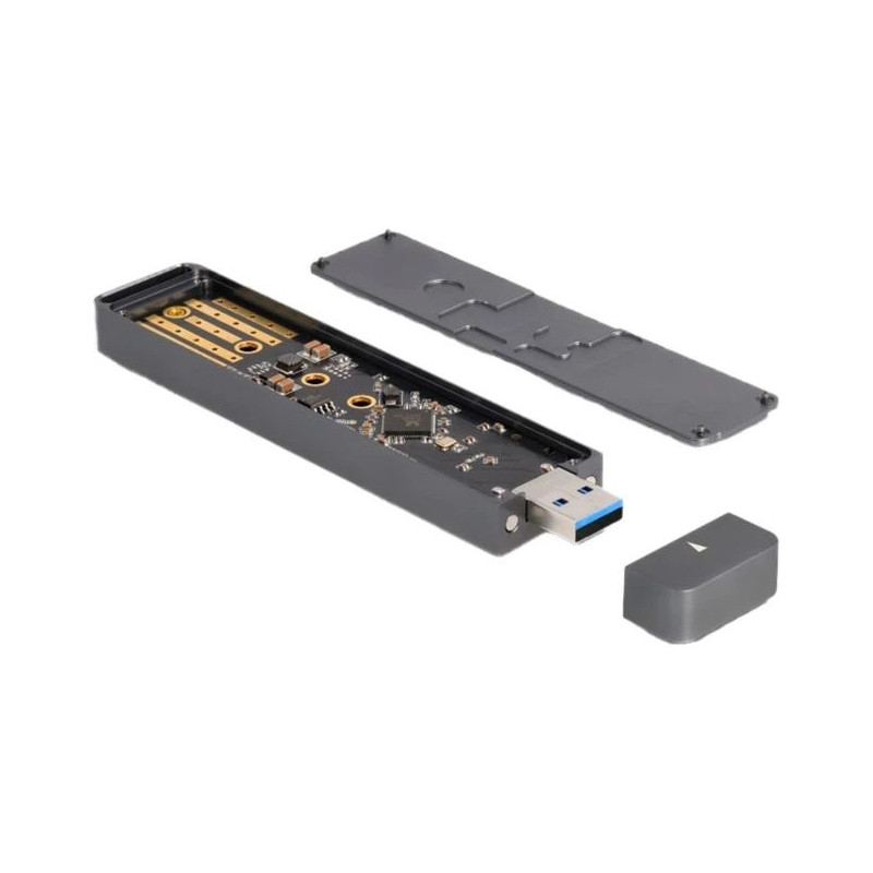 Delock - Speichergehäuse - externes Gehäuse für M.2 NVME PCIe SSD oder SATA SSD mit USB 10 Gbps Typ-A-Stecker - M.2 - M.