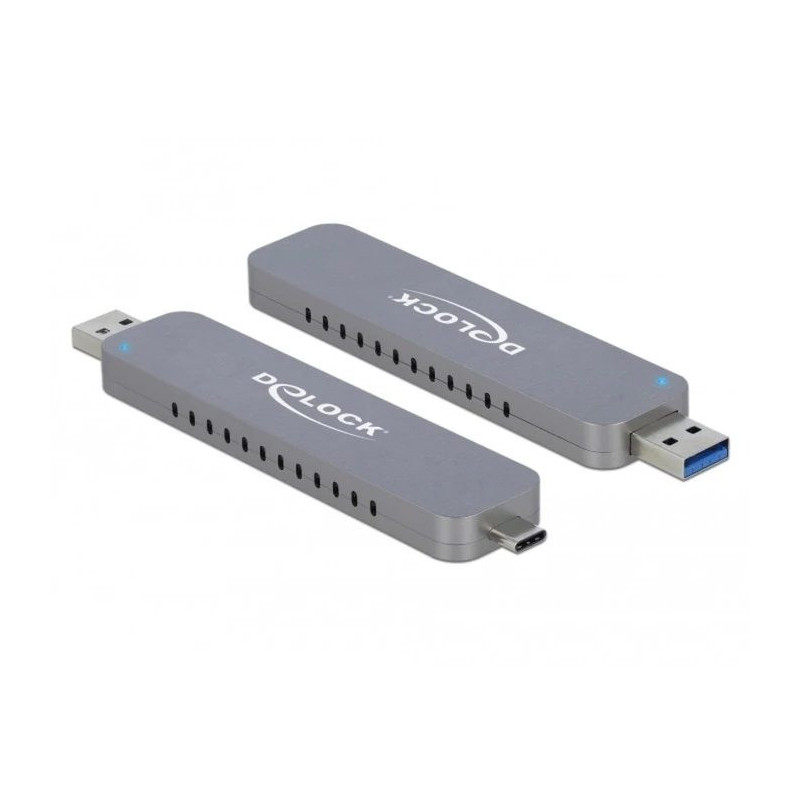 Externes Gehäuse für M.2 für M.2 NVMe PCIe SSD, Laufwerksgehäuse silber, mit USB TypeC und Typ-A Stecker
