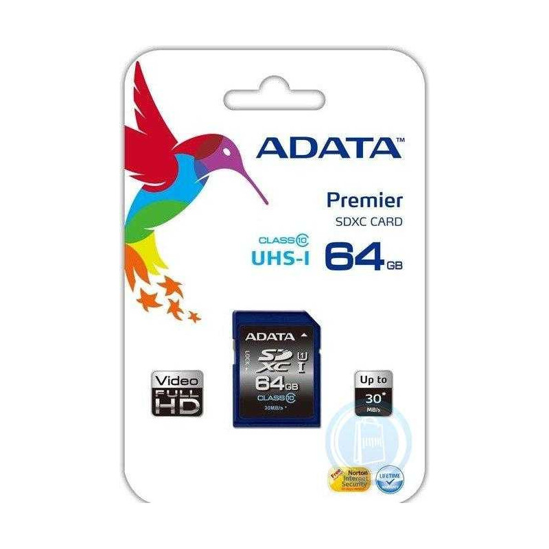 Adata ASDX64GUICL10-R 64GB SDHC UHS-I 10 klasės atmintis