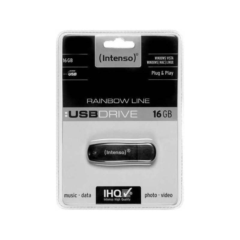 Intenso Rainbow Line 16GB USB 2.0 Juoda USB atmintinė