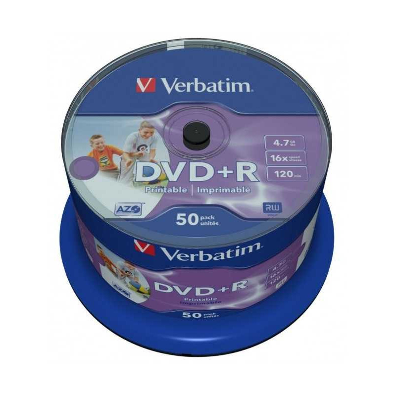 Verbatim DVD+R 4.7GB Wide Printable Cake Box 50