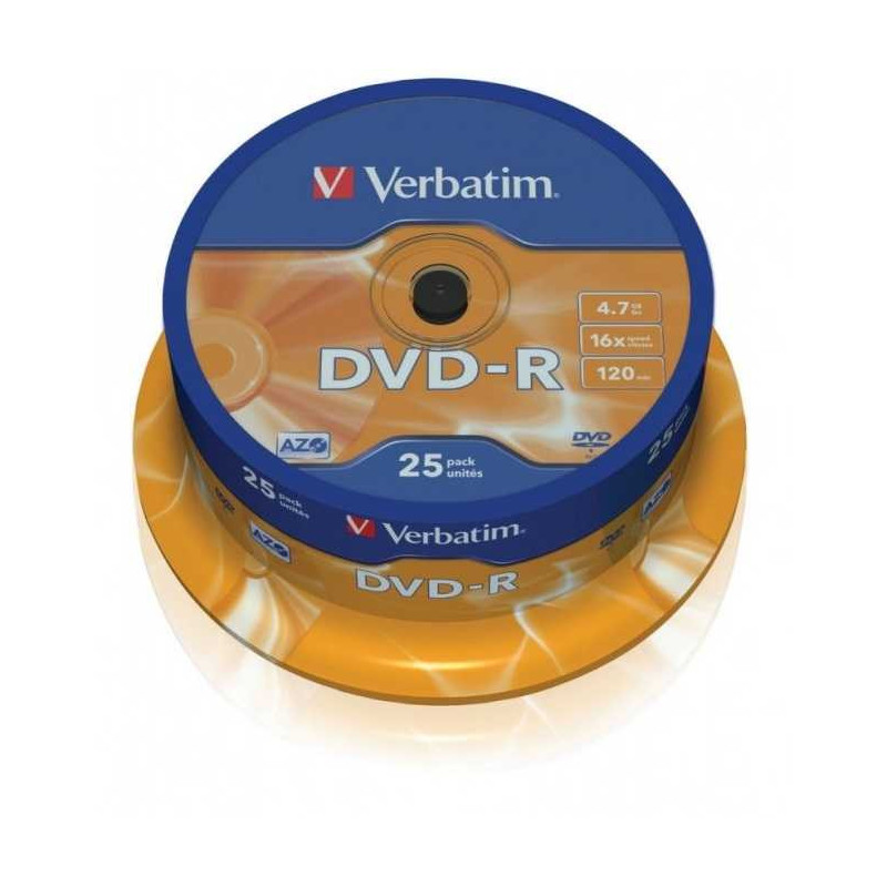 Verbatim DVD-R 4.7GB Matt Silver Cake Box 25