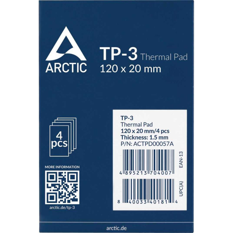 Arctic TP-3 Thermal Pad 120 x 20 mm x 1.5 mm 4 pcs ACTPD00057A