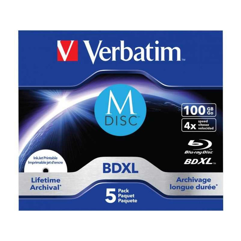 Verbatim M-DISC BD-R 100GB 4x Printable Jewel Case 5