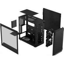 „Fractal Design Focus 2 Black TG“ skaidraus atspalvio korpusas