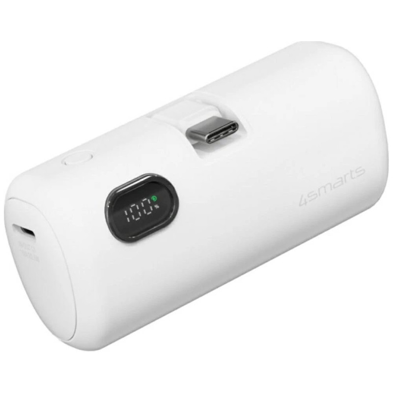 Power bank 4smarts 541657 5000 mAh Li-Ion balts USB-C 2 porti PD 2.0 PPS Quick Charge 3.0 3.63 V
